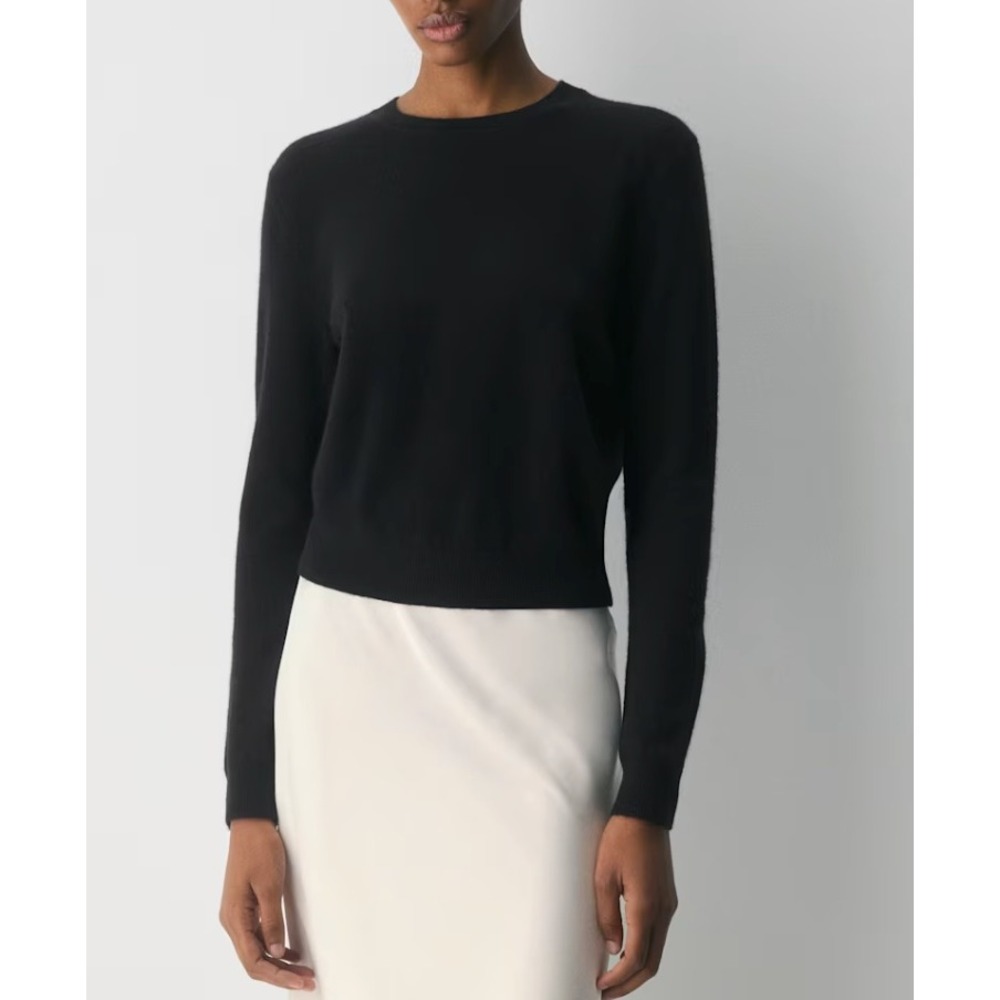 Aritzia  Bare 100% Cashmere Bloor Sweater Women XS Black Lightweight Crewneck
